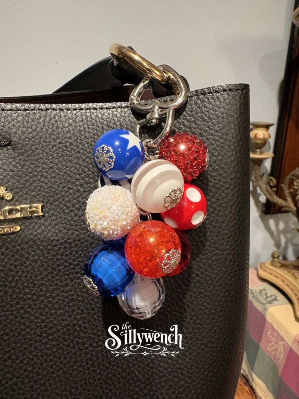 Stars & Sprinkles Purse/Bag Charm, silver-toned